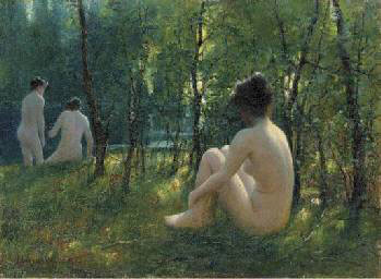 The Bathers, oil painting by Lionel Walden,